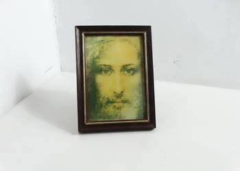Stary obrazek Jezus Chrystus w drewnianej ramie za szkłem | Retro / Vintage
