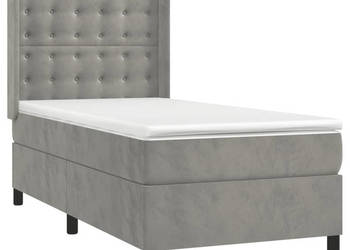 Łóżko kontynentalne z materacem i LED szare aksamit 90x200 cm WM-3139781