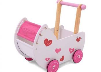 Wózek dla lalek drewniany z pościelą Ecotoys