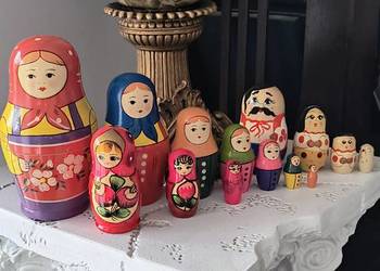Mega kolekcja drewnianych matrioszek oraz Kozak lalki otwierane i malowane