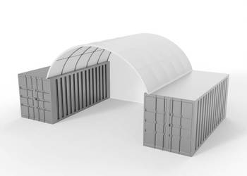 Zadaszenie kontenerowe 6x6m ze ścianą tylną PVC 750g/m2