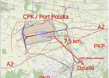 Dzialka budowlana 7km od CPK - Port Polska, 15 min pieszo do PKP - okazja