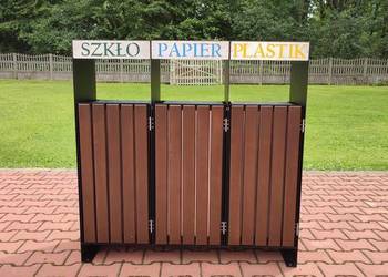 Kosz na śmieci do segregacji stalowo- drewniany W237