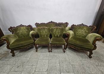 Ludwikowski komplet wypoczynkowy sofa 2 fotele oraz dwa krzesła