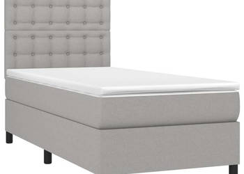 Łóżko kontynentalne z materacem jasnoszare tkanina 80x200 cm WM-3135149