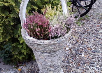 NR.37 Donica z kamienia naturalnego koszyk wysoki rękodzieło