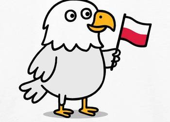 Ekologiczna dziecięca koszulka z długim rękawem patriotyczna Polska orzełek
