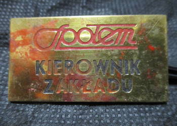 Metalowa Przypinka SPOŁEM Kierownik Zakładu PRL