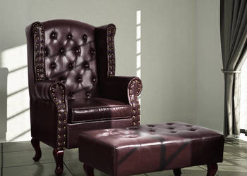 vidaXL Fotel z podnóżkiem, ciemnobrązowy, (SKU:60784)