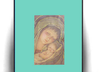retro obrazek z Marią i Dzieciątkiem, vintage obrazek religijny święty obra