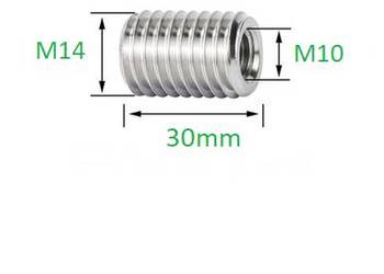 Tulejka gwintowana, redukcja M14 DO M10 X30MM INOX