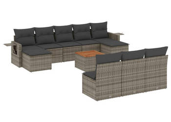 11-cz. zestaw mebli ogrodowych z poduszkami szary rattan PE WM-3257103