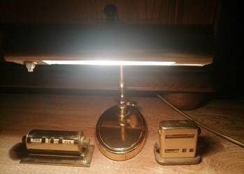 Mosiężna lampa biurkowa z lat 60 tych Art Deco