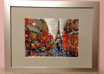 Obraz haft diamentowy „Paryż – Wieża Eiffla”, w ramie z paspartu