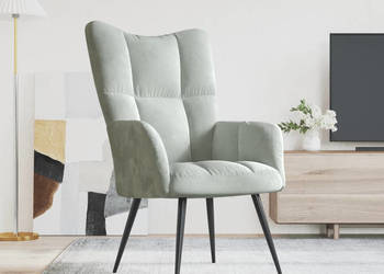 Fotel jasnoszary obity aksamitem WM-328073