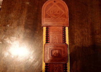 Oryginalny stary skórzany Kalendarz ścienny Rękodzieło PRL