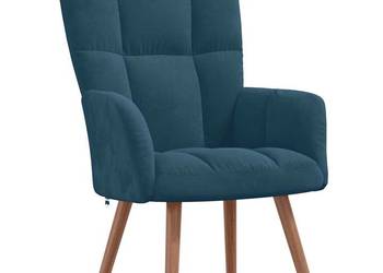 Fotel, niebieski, obity aksamitem（SKU:328061）