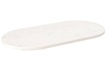 Blat stołu biały 100x50x25 cm lite drewno sosnowe owalny WM-824361