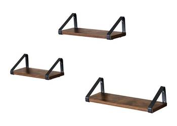 Zestaw 3 półek wiszących drewniane Loft