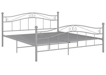 Łóżko Metalowe Szare Rama Łóżka Ze Stelażem 200 x 200 cm WM-325008