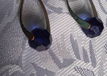 DŁUGIE KOLCZYKI MIEDZIANE, SREBRZONE Z  GRANATOWĄ DOMINANTĄ