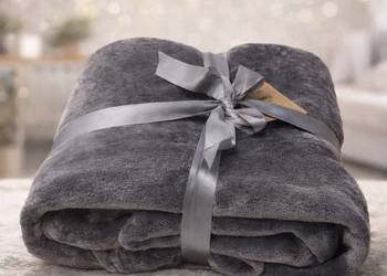 DUŻY koc polarowy grafitowy 220x240 gruby mięsisty duński idealny prezent