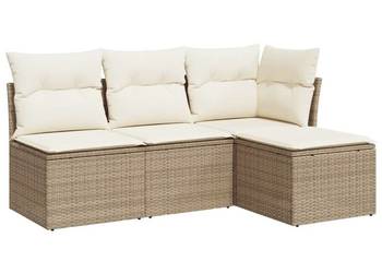 vidaXL 4-cz. zestaw mebli ogrodowych z poduszkami, beżowy(SKU:3217498)