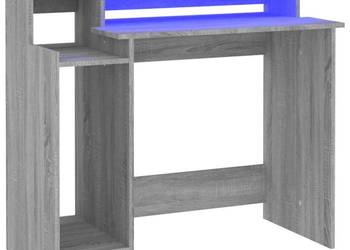 vidaXL Biurko z podświetleniem LED, szary dąb sonoma(SKU:820476)