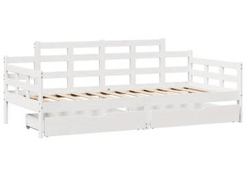 Łóżko dzienne z szufladami białe drewno sosnowe 90x200 cm WM-3302121