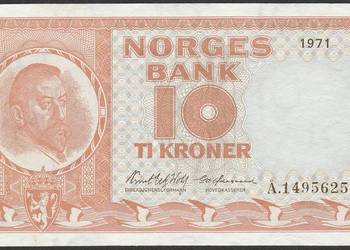 NORWEGIA 10 KORON 1971 - STAN BANKOWY UNC