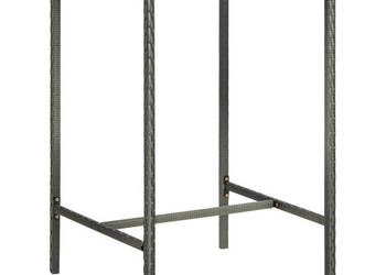 Ogrodowy stolik barowy szary 70x70x110 cm rattan PE i szkło WM-313459