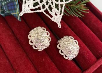 Klipsy vintage srebrna tonacja  kamienie