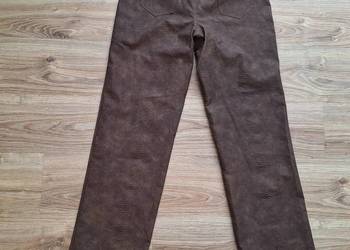 Piękne brązowe szerokie spodnie wężowe 42 sznurowane kowbojskie retro