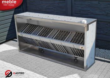 Okap centralny skrzyniowy z filtrami 2000x1200x450 mm