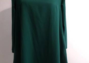 Sukienka Trapezowa w Kształcie Litery A Zielona Wizytowa Koktajlowa