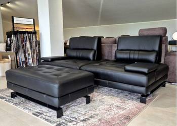 Nowoczesna sofaa Mediolan z pufą skóra naturalna PRODUCENT