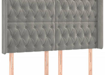 Zagłówek do łóżka z LED jasnoszary 163x16x118/128 cm aksamit WM-3124438