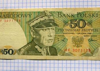 BANKNOT - 50 ZŁOTYCH 1988 ROK ( SERIA HF 3071175 )