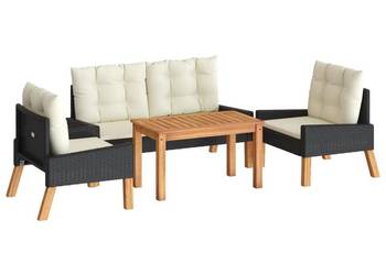 vidaXL 4-cz ogrodowy zestaw wypoczynkowy, poduszki, polirattan(SKU:319689)