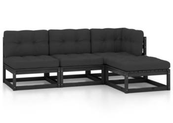 vidaXL 4-cz. zestaw wypoczynkowy do ogrodu, z poduszkami(SKU:3076538)