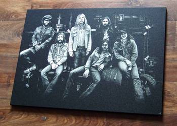 Allman Brothers Band Obraz ręcznie grawerowany Staloryt