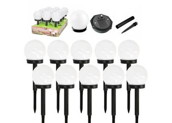 ZESTAW LAMPY SOLARNE KULA 10 sztuk Lampki wbijane z czujnikiem +GRATIS