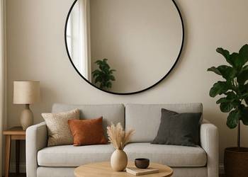 Lustro HALO BLACK – Okrągłe Lustro w Czarnej Ramie MDF SLIM do Salonu,