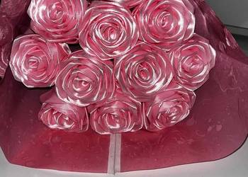 Bukiet rękodzieło sztuczne róże ze wstążki wieczny bukiet róż