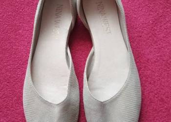 Baleriny beżowe peep toe skóra naturalna 37