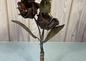 Kute róże metalowy bukiet handmade Vintage