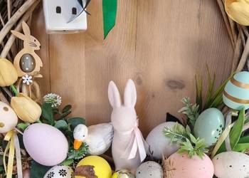 Stroik Wielkanocny własnoręcznie robiony duży 55 cm