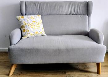 Sofa 2-osobowa, dobry stan – jasnoszara, Wajnert skandynawska, Białystok