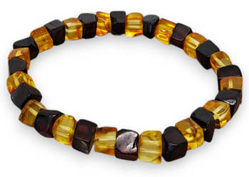 Bransoletka z bursztynu, BURSZTYN bałtycki nieregularna kostka #853