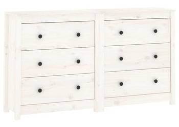 Komoda, biała, 140x35x80 cm, drewno sosnowe（SKU:3114080）